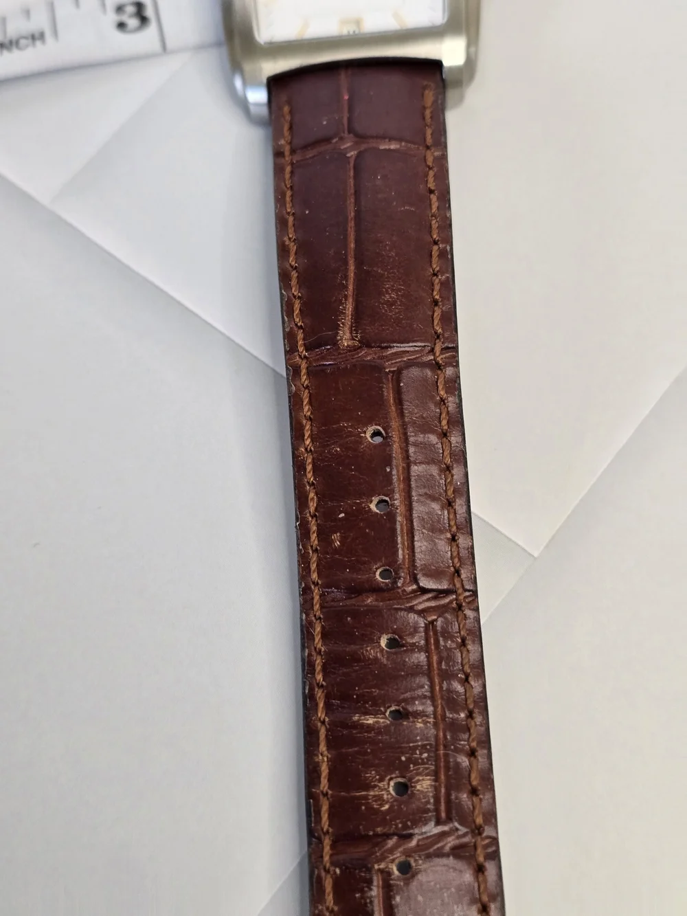 Nautica Steel Y2K Silver Dial Watch with Brown Leather Strap